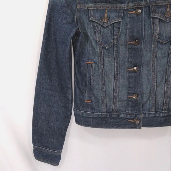 Old Navy Classic Jean Jacket Button Front Blue Denim Coat Pockets Stretch XS - Picture 4 of 6